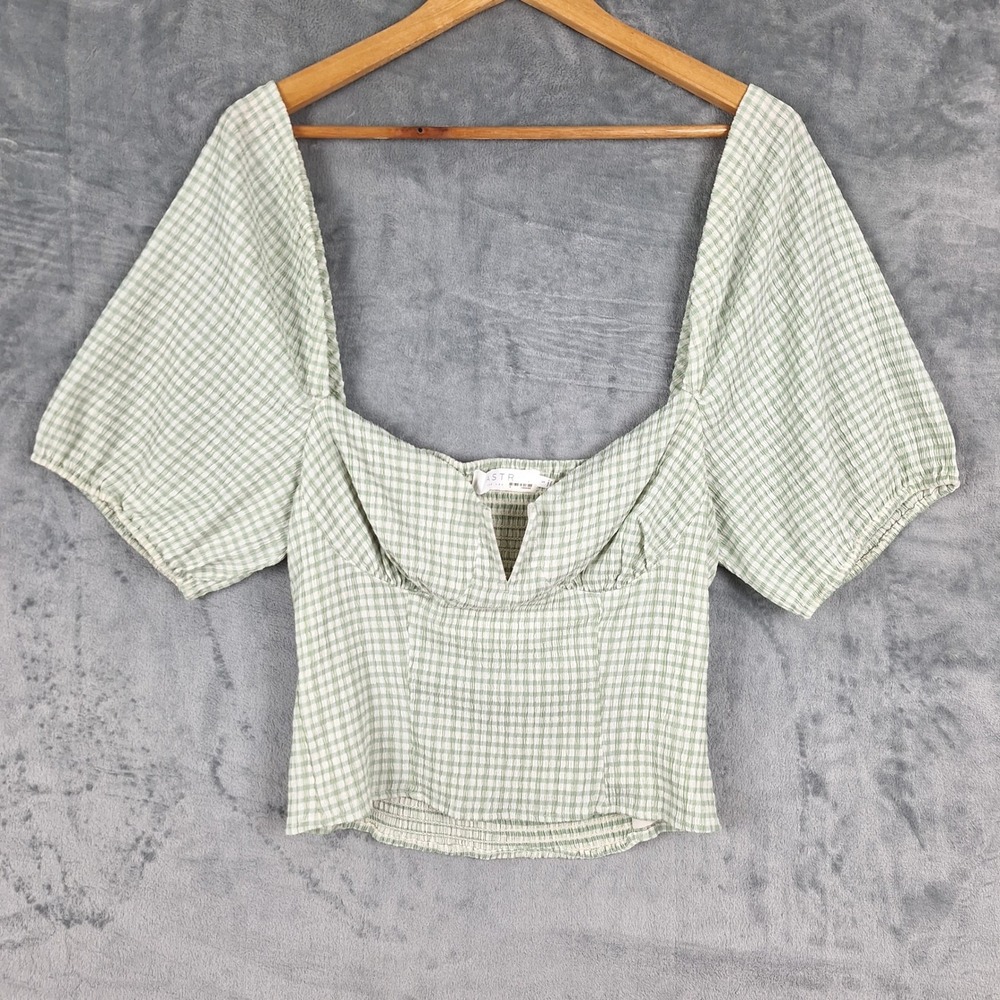 Astr The Label Top Small Daydreamer Milkmaid Feminine Seersucker Gingham Cottage